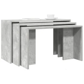 Mesas apilables 3 piezas madera contrachapada gris hormigón by , Side tables - Ref: Foro24-858536, Price: 60,08 €, Discount: %
