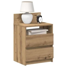 Mesilla de noche con 2 cajones roble artesano 40x33x60 cm by , Nightstands - Ref: Foro24-858576, Price: 52,73 €, Discount: %