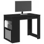 Escritorio con cajón y estante madera contrachapada roble negro by , Kitchen and dining tables - Ref: Foro24-858687, Price: 9...