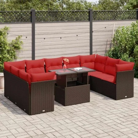 Juego Sofá Jardín 10Piezas con Cojines Marrón Poli Ratán Acacia von , Gartensets - Ref: Foro24-3326225, Preis: 789,00 €, Raba...