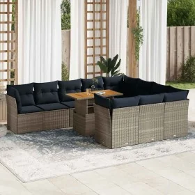 Set de sofás de jardín 11 pzas y cojines ratán sintético gris von , Gartensets - Ref: Foro24-3326980, Preis: 835,14 €, Rabatt: %