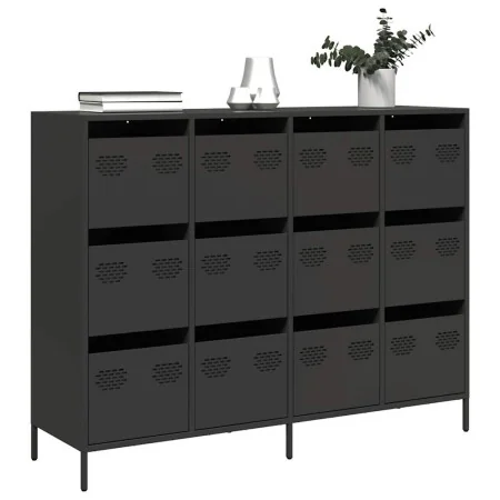 Aparador de acero laminado en frío negro 135x39x103,5 cm de , Aparadores - Ref: Foro24-3307173, Precio: 291,43 €, Descuento: %