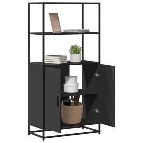 Aparador alto madera de ingeniería y metal negro 68x35x139 cm by , Sideboards - Ref: Foro24-849049, Price: 111,62 €, Discount: %
