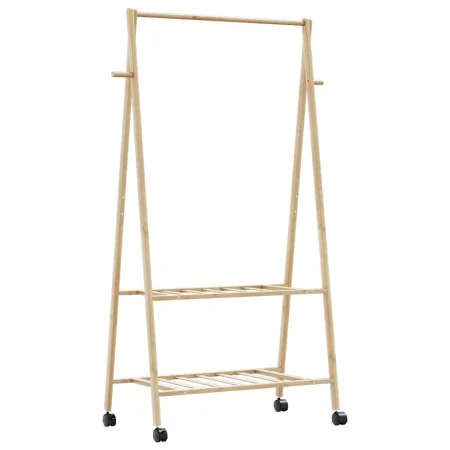 Perchero con estantes y ruedas 96x45,5x155,5 cm bambú by , Dresser Organizers and Bar Hangers - Ref: Foro24-4008907, Price: 4...