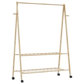 Perchero con estantes y ruedas 132x45,5x155,5 cm bambú by , Dresser Organizers and Bar Hangers - Ref: Foro24-4008911, Price: ...