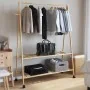 Perchero con estantes y ruedas 132x45,5x155,5 cm bambú von , Kommoden-Organizer und Bar-Kleiderbügel - Ref: Foro24-4008911, P...