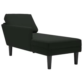 Tumbona con almohada y reposabrazo derecho terciopelo negro by , Daybeds - Ref: Foro24-4009812, Price: 96,26 €, Discount: %