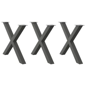 Patas para mesa de comedor en forma de X 3 uds antracita acero de , Patas para mesas - Ref: Foro24-4012998, Precio: 160,23 €,...