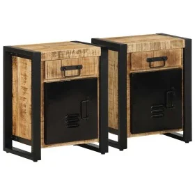 Mesitas de noche 2 piezas madera maciza rugosa mango von , Nachttische - Ref: Foro24-4013560, Preis: 215,97 €, Rabatt: %