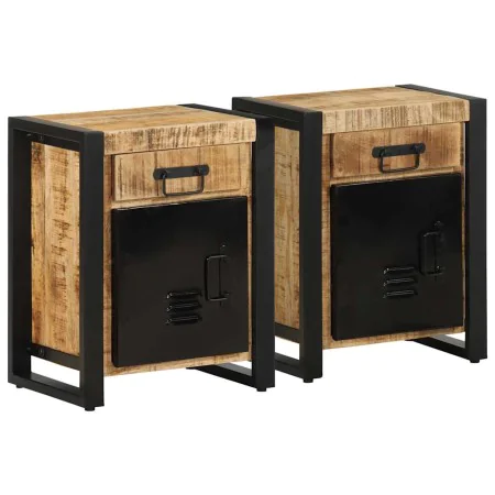 Mesitas de noche 2 piezas madera maciza rugosa mango de , Mesitas de noche - Ref: Foro24-4013560, Precio: 215,97 €, Descuento: %