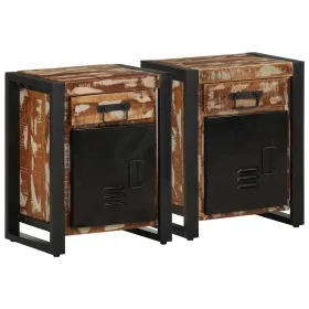 Mesitas de noche 2 uds multicolor madera maciza rugosa mango by , Nightstands - Ref: Foro24-4013562, Price: 218,88 €, Discoun...