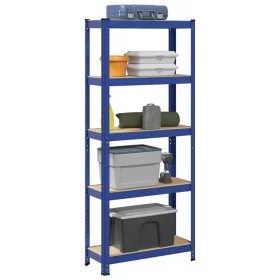 Estantería almacenaje 5 niveles azul madera ingeniería acero von , Industrieregale - Ref: Foro24-4016940, Preis: 41,96 €, Rab...