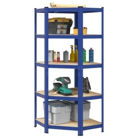 Estantería esquina 5 niveles madera contrachapada y acero azul by , Industrial shelving - Ref: Foro24-4016954, Price: 86,35 €...