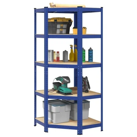 Estantería esquina 5 niveles madera contrachapada y acero azul von , Industrieregale - Ref: Foro24-4016954, Preis: 86,35 €, R...