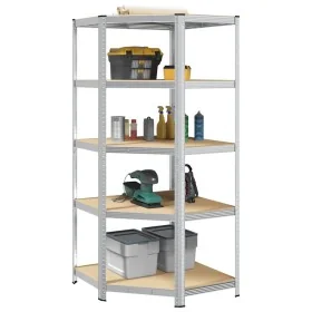 Estantería esquina 5 niveles madera contrachapada y acero plata by , Industrial shelving - Ref: Foro24-4016963, Price: 93,42 ...