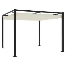 Cenador de jardín con techo retráctil acero crema 3x3 m by , Tents and gazebos - Ref: Foro24-4003960, Price: 386,40 €, Discou...