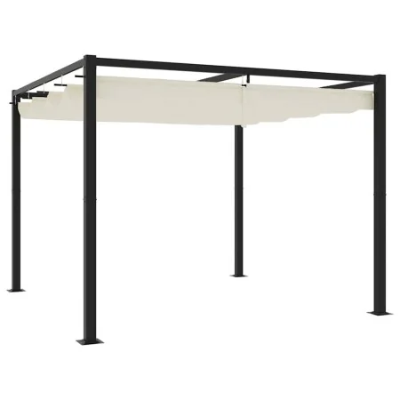 Cenador de jardín con techo retráctil acero crema 3x3 m de , Carpas y cenadores - Ref: Foro24-4003960, Precio: 386,12 €, Desc...