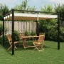 Cenador de jardín con techo retráctil acero crema 3x3 m de , Carpas y cenadores - Ref: Foro24-4003960, Precio: 386,12 €, Desc...