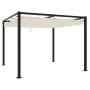 Cenador de jardín con techo retráctil acero crema 3x3 m de , Carpas y cenadores - Ref: Foro24-4003960, Precio: 386,12 €, Desc...