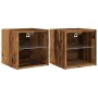 Muebles de TV de pared con luces LED 2 uds envejecida by , TV Furniture - Ref: Foro24-857673, Price: 43,45 €, Discount: %
