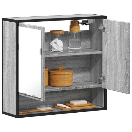 Armario con espejo de baño madera gris sonoma 65x20x60 cm de , Tocadores de baño - Ref: Foro24-849262, Precio: 85,95 €, Descu...