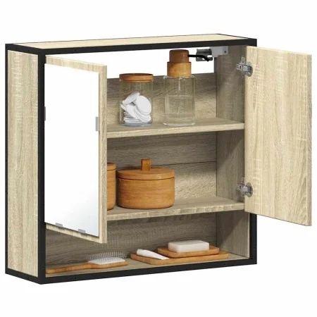 Armario con espejo de baño madera roble sonoma 65x20x60 cm de , Tocadores de baño - Ref: Foro24-849260, Precio: 81,69 €, Desc...