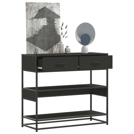 Mesa consola de madera contrachapada negro 90x35x80 cm von , Seitentische - Ref: Foro24-849179, Preis: 85,86 €, Rabatt: %