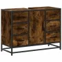 Armario lavabo baño madera ingeniería roble ahumado 80x33x60 cm by , Bathroom furniture - Ref: Foro24-849281, Price: 118,33 €...