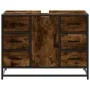Armario lavabo baño madera ingeniería roble ahumado 80x33x60 cm by , Bathroom furniture - Ref: Foro24-849281, Price: 118,33 €...