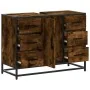 Armario lavabo baño madera ingeniería roble ahumado 80x33x60 cm by , Bathroom furniture - Ref: Foro24-849281, Price: 118,33 €...