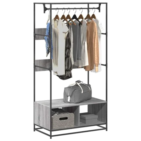Armario de madera de ingeniería gris Sonoma 90x50x180 cm von , Kommoden-Organizer und Bar-Kleiderbügel - Ref: Foro24-849297, ...