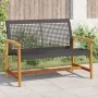 Banco de jardín madera de acacia y ratán PE negro 112 cm de , Sofás modulares de exterior - Ref: Foro24-367598, Precio: 93,50...