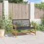 Banco de jardín madera de acacia y ratán PE negro 112 cm de , Sofás modulares de exterior - Ref: Foro24-367598, Precio: 93,50...