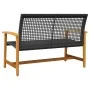 Banco de jardín madera de acacia y ratán PE negro 112 cm de , Sofás modulares de exterior - Ref: Foro24-367598, Precio: 93,50...