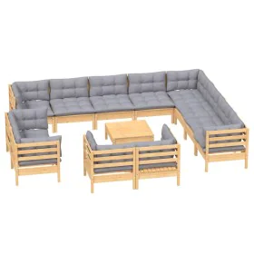 Gartenmöbel-Set 13-teilig und Kissen aus massivem Kiefernholz von vidaXL, Gartensets - Ref: Foro24-3096952, Preis: 998,04 €, ...