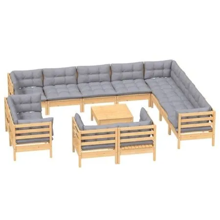 Garden furniture set 13 pieces and cushions solid pine wood by vidaXL, Garden sets - Ref: Foro24-3096952, Price: 998,04 €, Di...