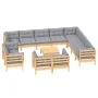 Garden furniture set 13 pieces and cushions solid pine wood by vidaXL, Garden sets - Ref: Foro24-3096952, Price: 998,04 €, Di...
