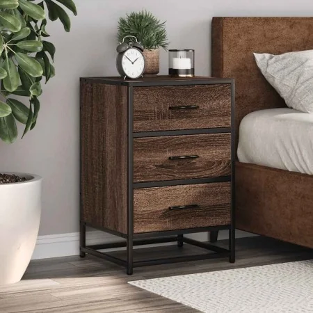 Mesita noche madera ingeniería roble marrón 40x34,5x60cm metal von , Nachttische - Ref: Foro24-848723, Preis: 62,39 €, Rabatt: %