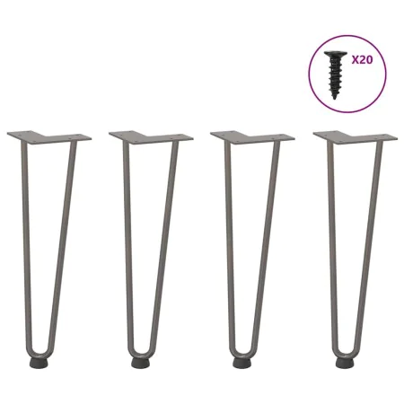 Patas mesa tipo horquilla 4uds acero macizo acero natural 42 cm by , Table legs - Ref: Foro24-4012423, Price: 46,49 €, Discou...