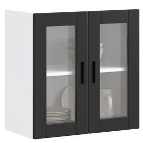 Armario de pared para cocina con puerta de cristal Porto negro de , Armarios de cocina - Ref: Foro24-854148, Precio: 68,15 €,...