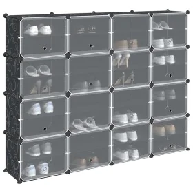 Estantería de cubos con 16 compartimentos y puertas PP negro by , Shoe racks and shoe organizers - Ref: Foro24-4019581, Price...