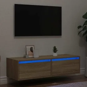 Mueble de TV con luces LED roble sonoma 100X35,5x25 cm by , TV Furniture - Ref: Foro24-860240, Price: 78,67 €, Discount: %