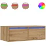 Mueble de TV con luces LED roble artisan 75x35,5x25 cm by , TV Furniture - Ref: Foro24-860237, Price: 69,43 €, Discount: %
