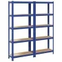Estanterías de 5 baldas 2 uds madera contrachapada y acero azul by , Industrial shelving - Ref: Foro24-3307586, Price: 75,53 ...