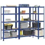 Estanterías de 5 baldas 3 uds madera contrachapada y acero azul by , Industrial shelving - Ref: Foro24-3307592, Price: 133,39...