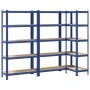 Estanterías de 5 baldas 3 uds madera contrachapada y acero azul by , Industrial shelving - Ref: Foro24-3307592, Price: 133,39...