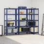 Estanterías de 5 baldas 3 uds madera contrachapada y acero azul by , Industrial shelving - Ref: Foro24-3307592, Price: 133,39...