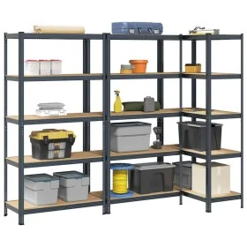 Estante almacenaje 5 niveles 3 uds acero y madera contrachapada von , Industrieregale - Ref: Foro24-3307609, Preis: 179,61 €,...