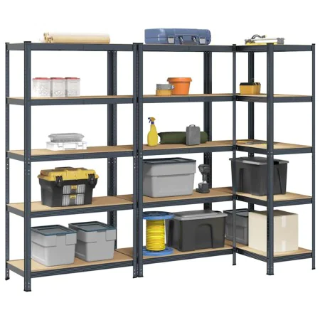 Estante almacenaje 5 niveles 3 uds acero y madera contrachapada by , Industrial shelving - Ref: Foro24-3307609, Price: 179,61...