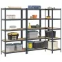 Estante almacenaje 5 niveles 3 uds acero y madera contrachapada by , Industrial shelving - Ref: Foro24-3307609, Price: 179,61...